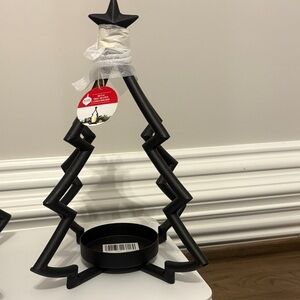 Merry Moments 13” Black Metal Tree Shaped Candle Holder